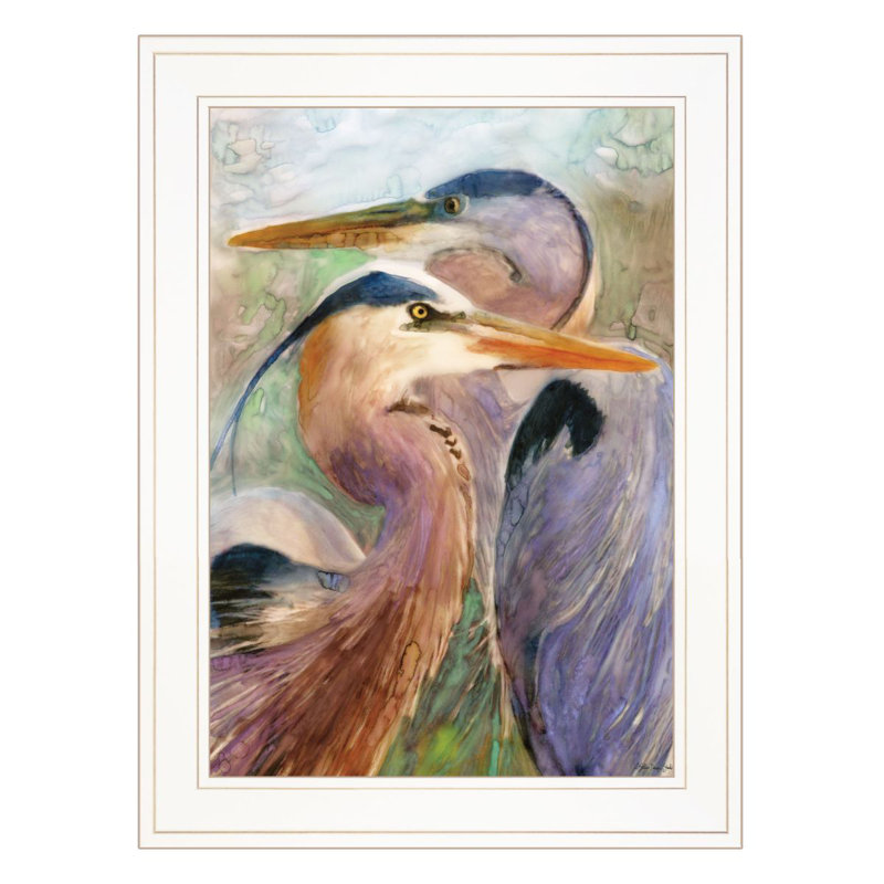 "Blue Heron Duet" par Stellar Design Studio, prêt à accrocher, reproduction encadrée, Blanc