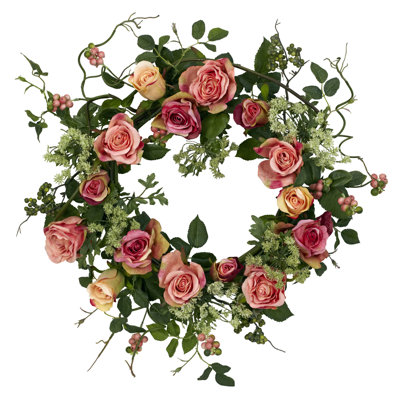 Faux Rose Plastic 20'' Wreath