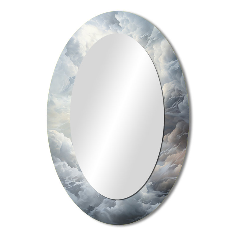 Miroir mural Clouds Whispering Clouds II - Gris, 36 po x 24 po