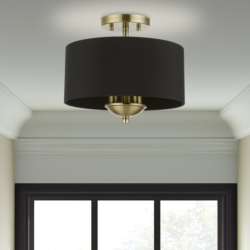 Plafonnier semi-encastré 3 lumières 12 po Brunetto, Laiton antique