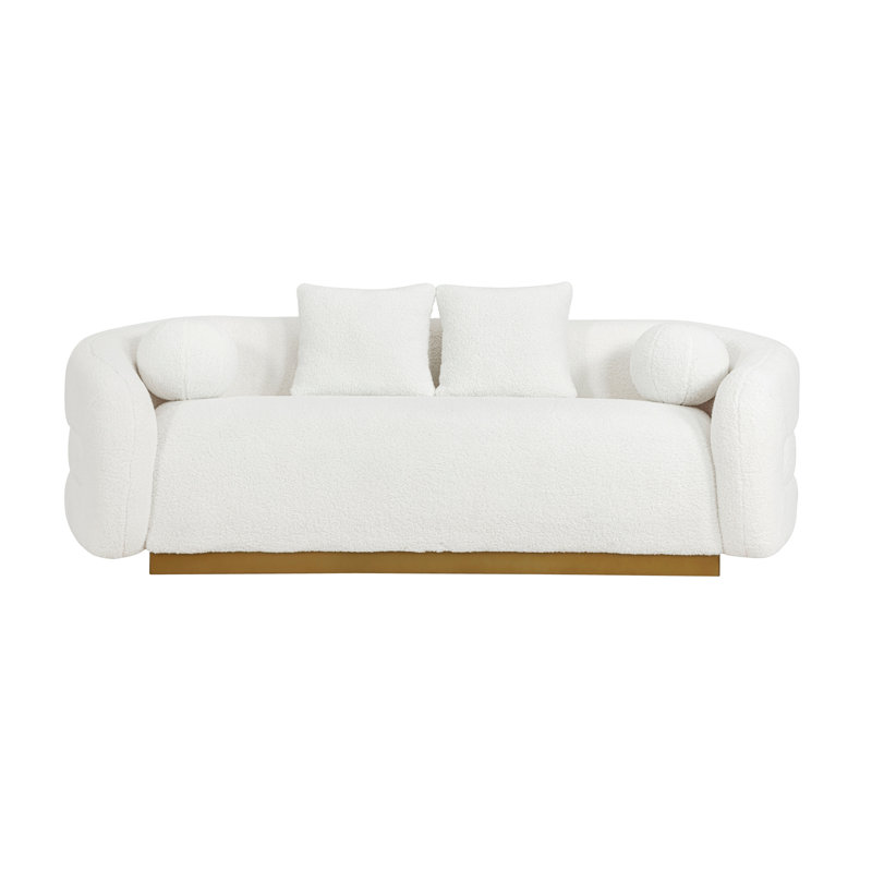Luxueux canapé de salon avec coussins en tissu d'ameublement en tissu d'ameublement blanc