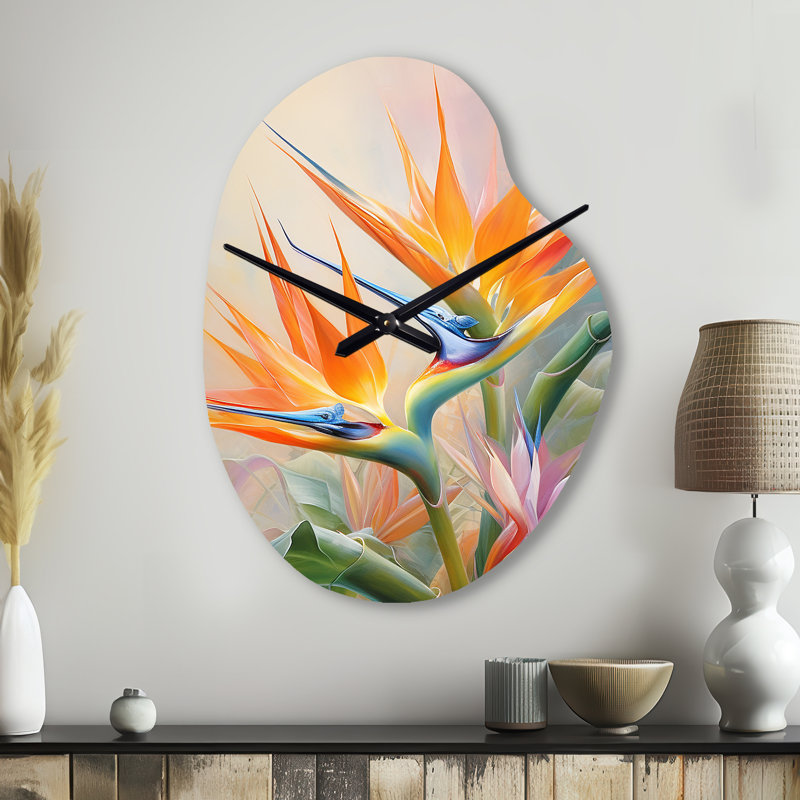 Birds Of Paradise Romantic IV - Horloge murale en forme d'oiseau de paradis, Petit