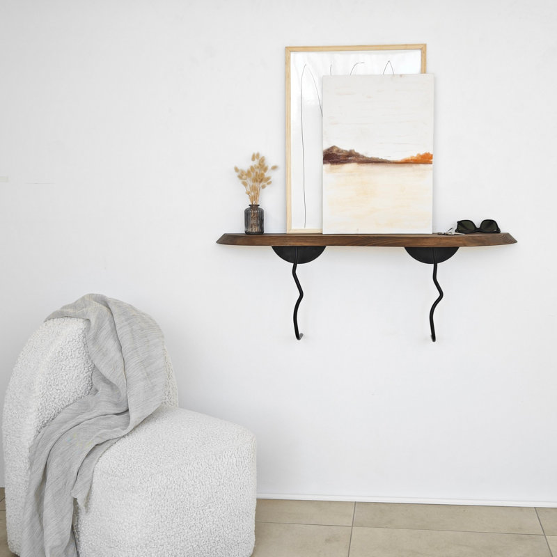 Locelso Wood Floating Shelf, 22cm H x 99cm W x 22cm D, Brown/Black