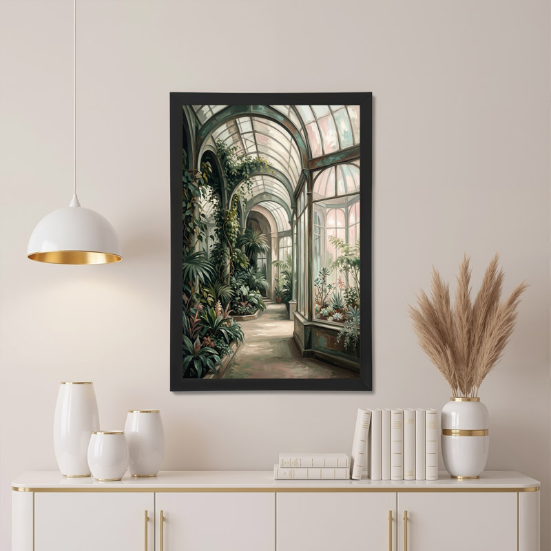 «Greenhouse Plants in Arched Glass», H 18 po x l 12 po