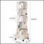 Bibliothèque d'angle rotative à 6 niveaux à 360 degrés avec tiroir, rangement en bois compact pour les petites pièces et les décors modernes