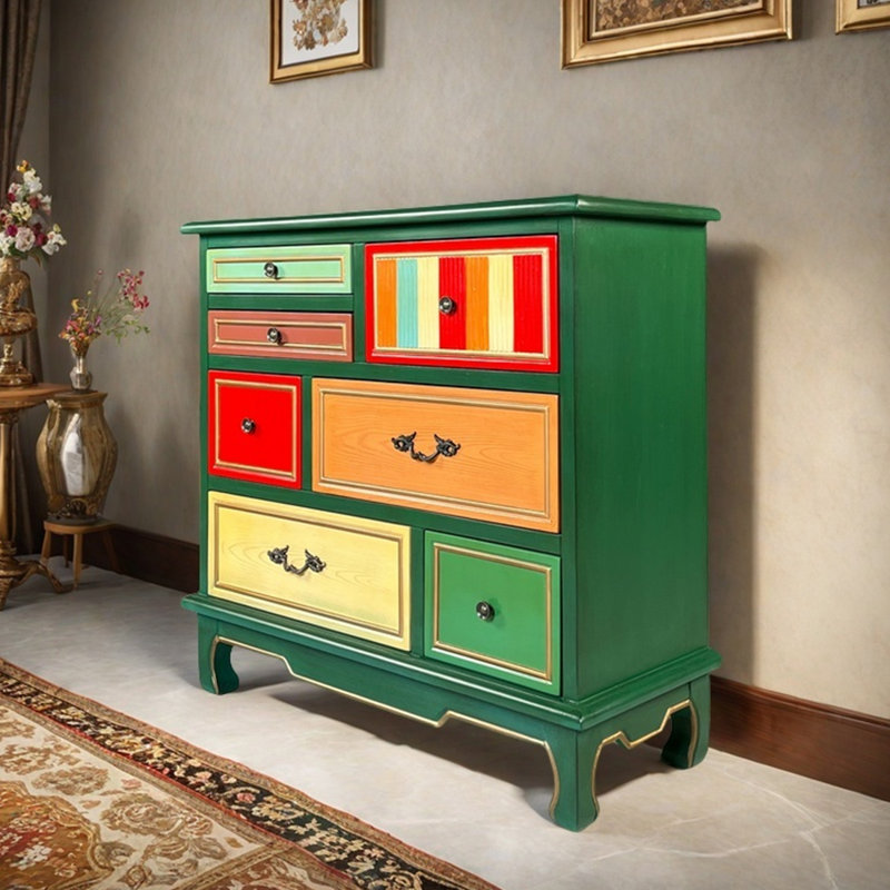 American country style wooden drawer accent chest