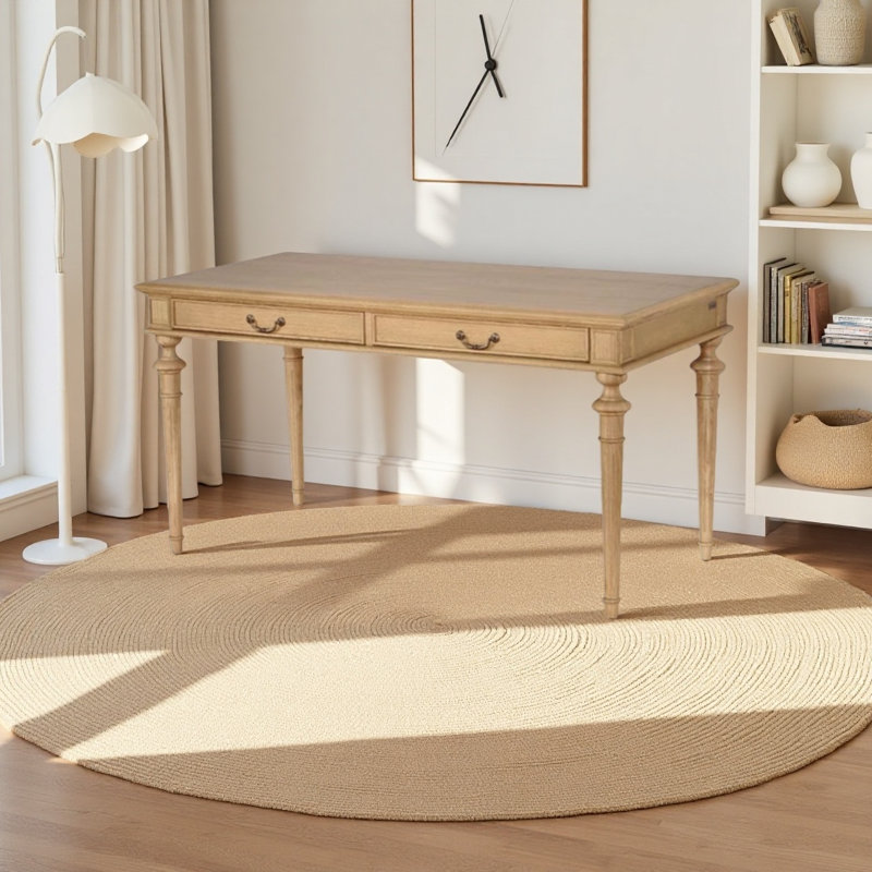 Solid wood white oak desk with drawers