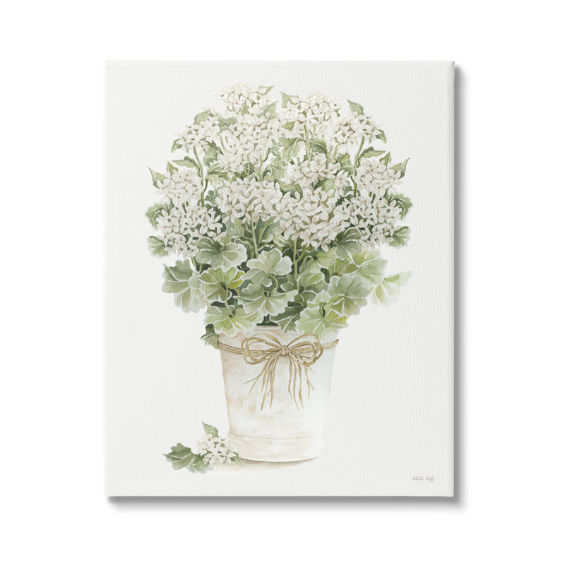 «Round Flower Bouquet Small White Dicats Petals» par Cindy Jacobs - peinture sur toile à cadre flottant