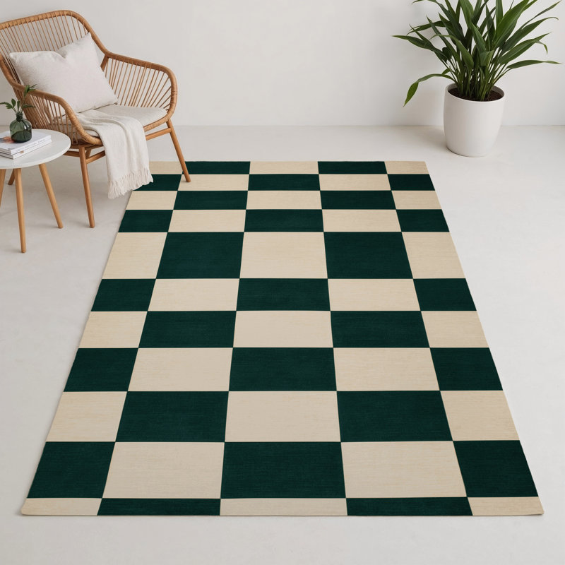 Tapis d'intérieur et d'extérieur à carreaux beige, Rectangulaire 3 pi x 5 pi