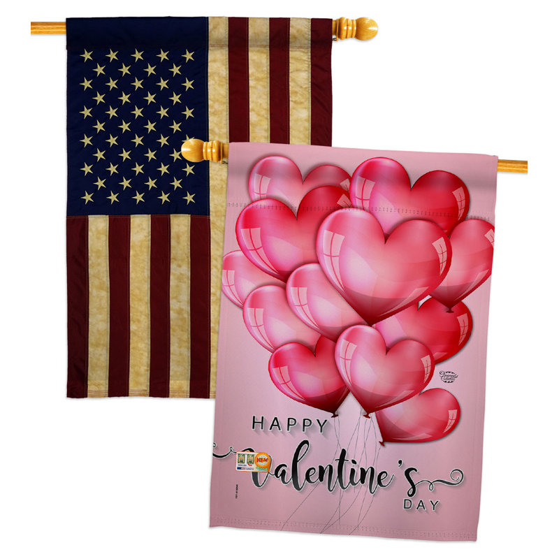 Drapeau de maison en polyester 3 pi 3 po x 2 pi 3 po Happy Love Ballons