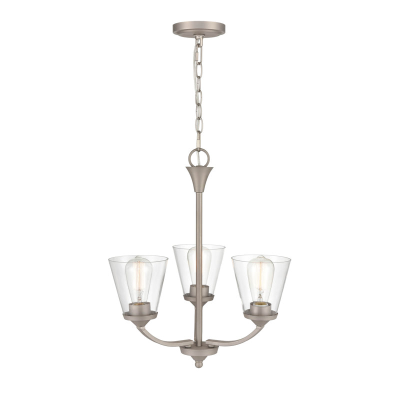 3 lumières 18 po Lustre noir mat, Nickel satiné