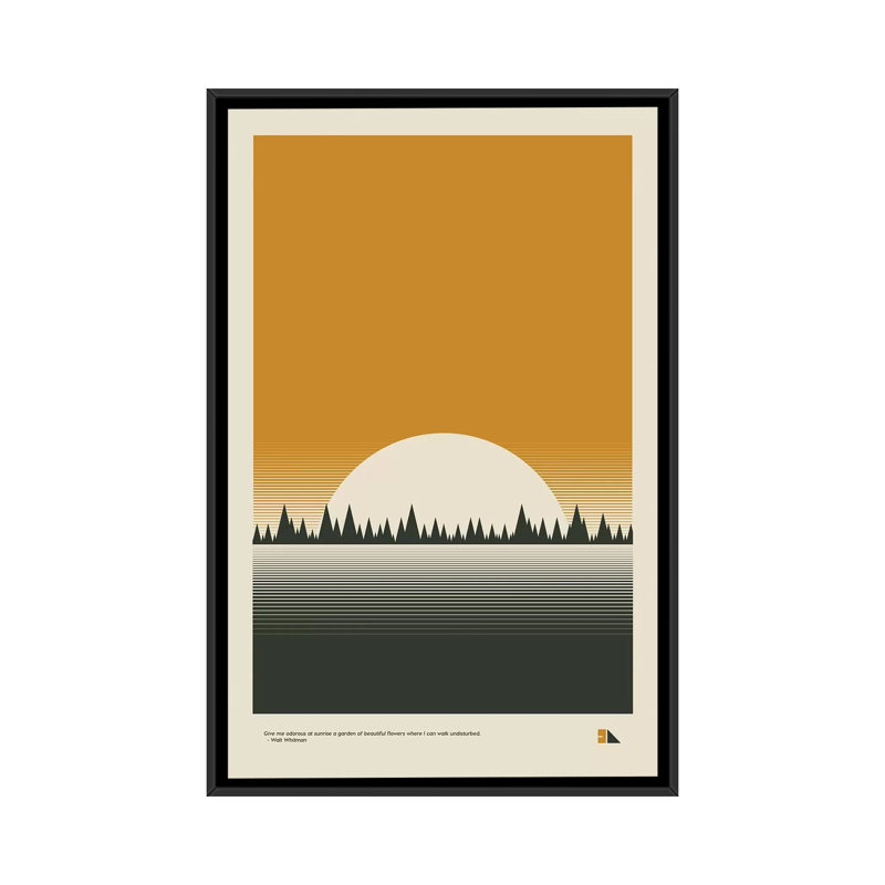 « coucher de soleil » par 2046 design, reproduction d’impression sur toile tendue, H 60 po x l 40po x P 1,5 po, Pas de tapis