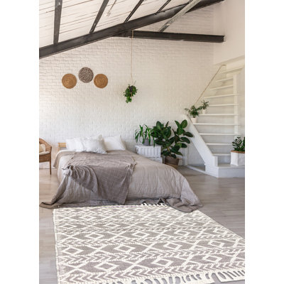 Tapis gris nouvel âge en laine 4 pi 11 po x 8 pi 3 po Brandenn