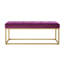  Banc de hall d'entrée moderne en velours capitonné avec structure en métal, violet