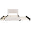 Lit plateforme double tapissier double avec 2 tiroirs et lit gigogne, beige, tête de lit classique, fabrication robuste en contreplaqué, maximisant l'espace dans la chambre à coucher, pratique pour assembler la taille stable et le contreplaqué, augmentant
