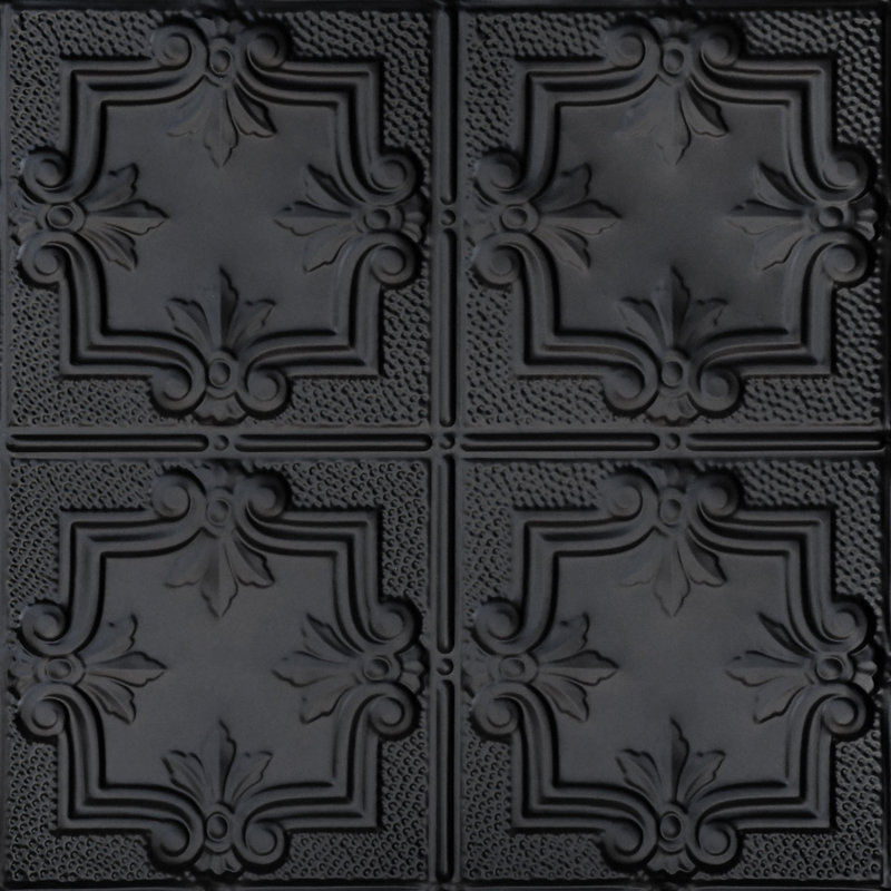 Carreau de plafond en fer-blanc clouté 2 pi x 2 pi Antoinette, Noir