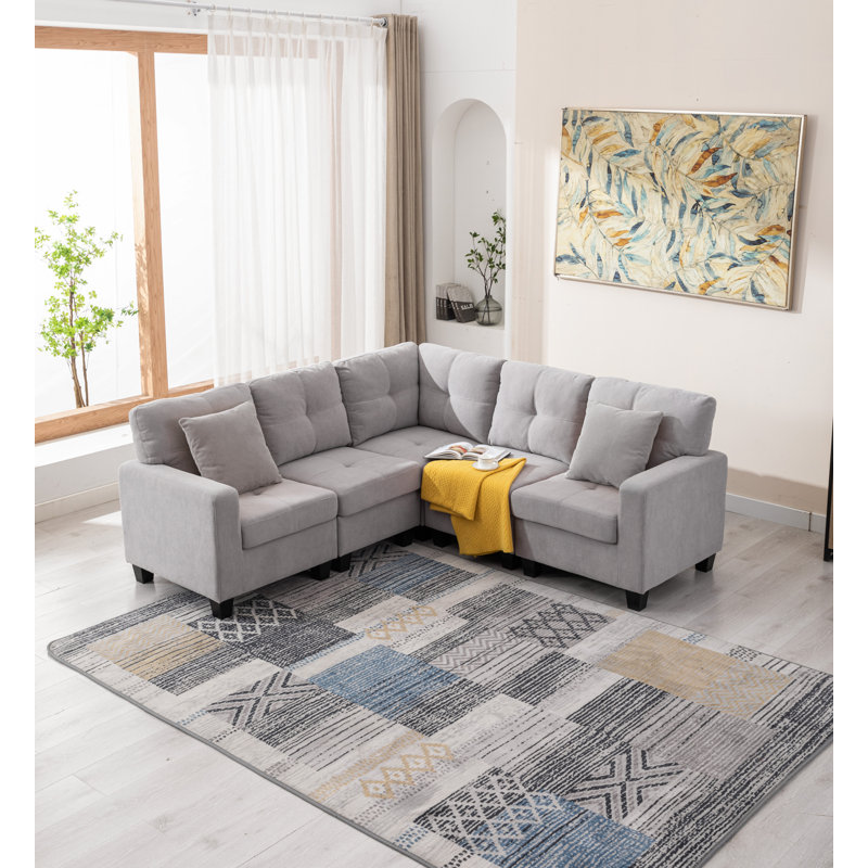 Canapé modulaire de coin 82 po, Polyester gris clair