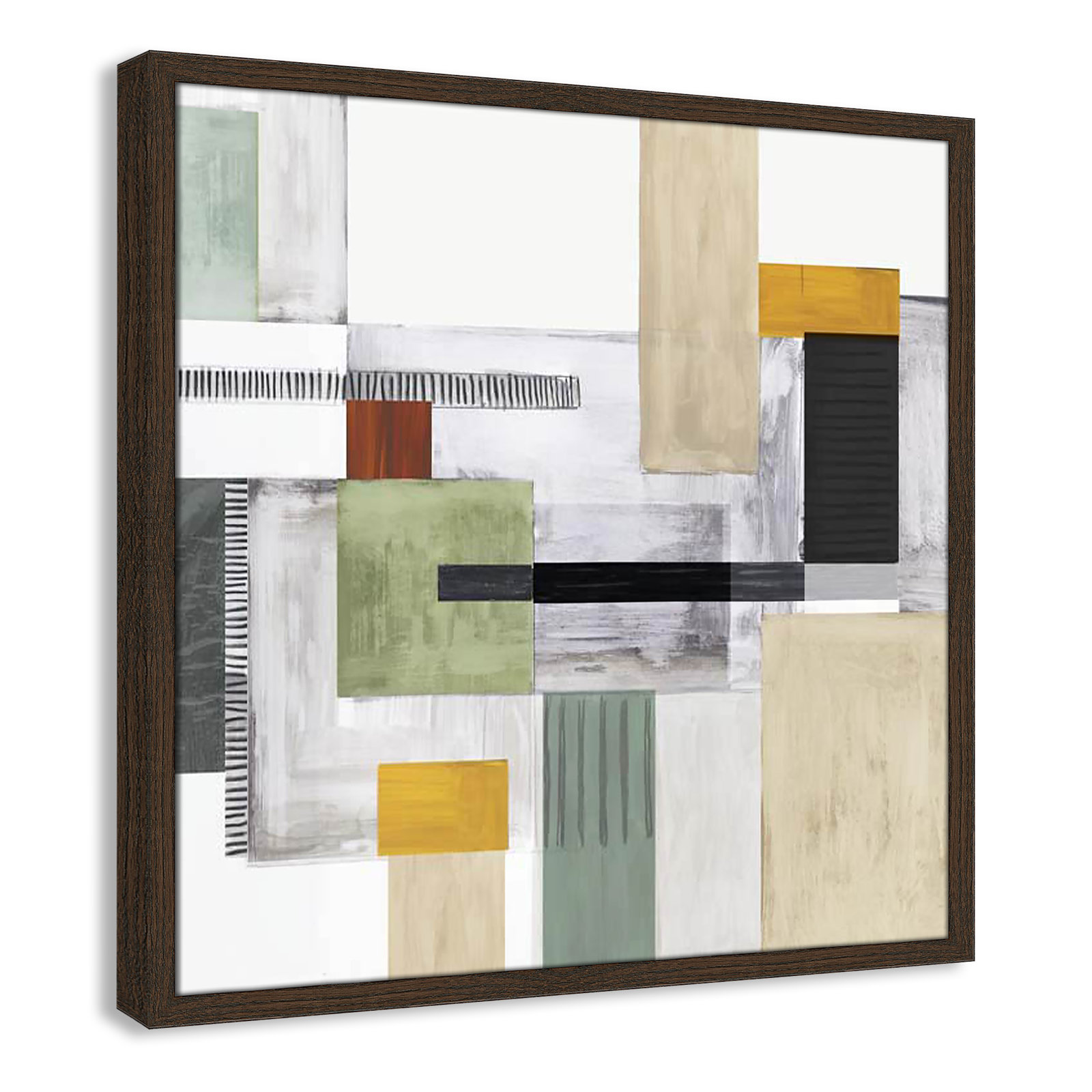 Playful Blocks Print, 23.5" H x 23.5" W x 0.75" D, Walnut Slim Framed