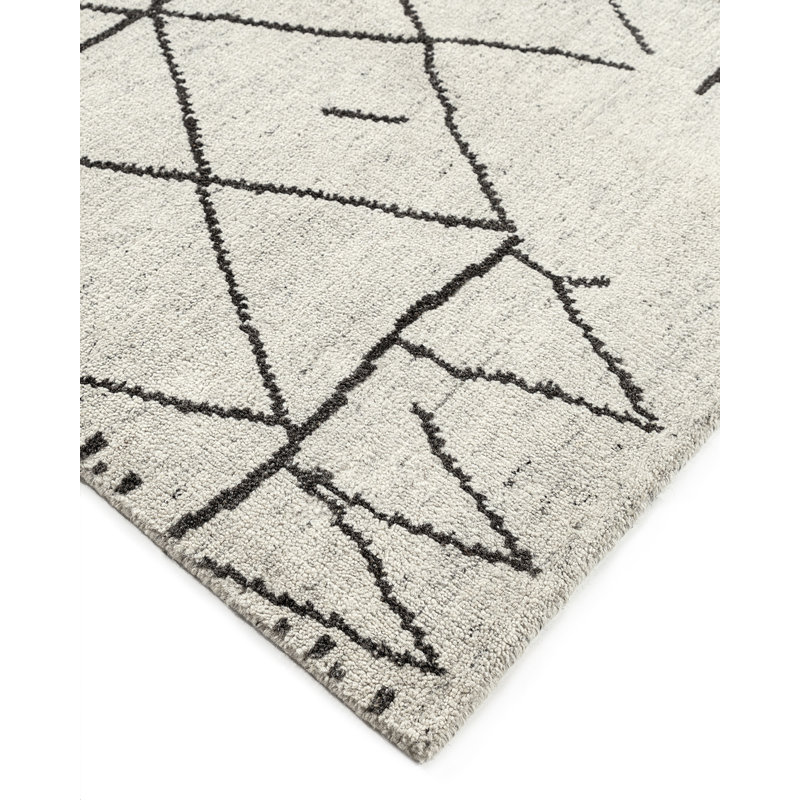 Organic Hand Knotted Geometric Area Rug, Rectangle 8' x 10'