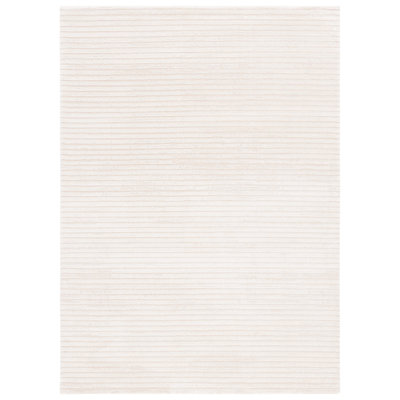 Tapis rayé ivoire / beige en polypropylène / polyester / jute / sisal tissé à la machine