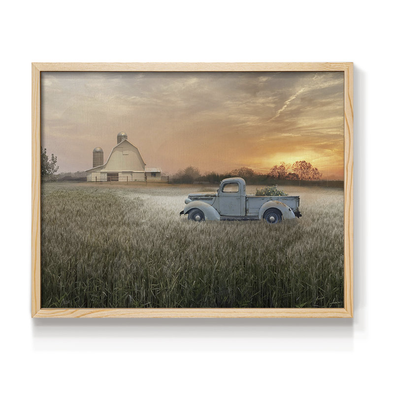 Evening Farm -Framed Print - Restickable, Natural, 16" H x 20" W