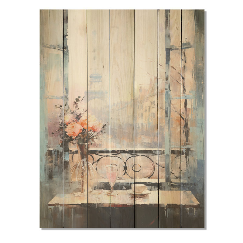 «Paris Winter Window View II - City Paris on Wood Print», H 20 po x l 10 po