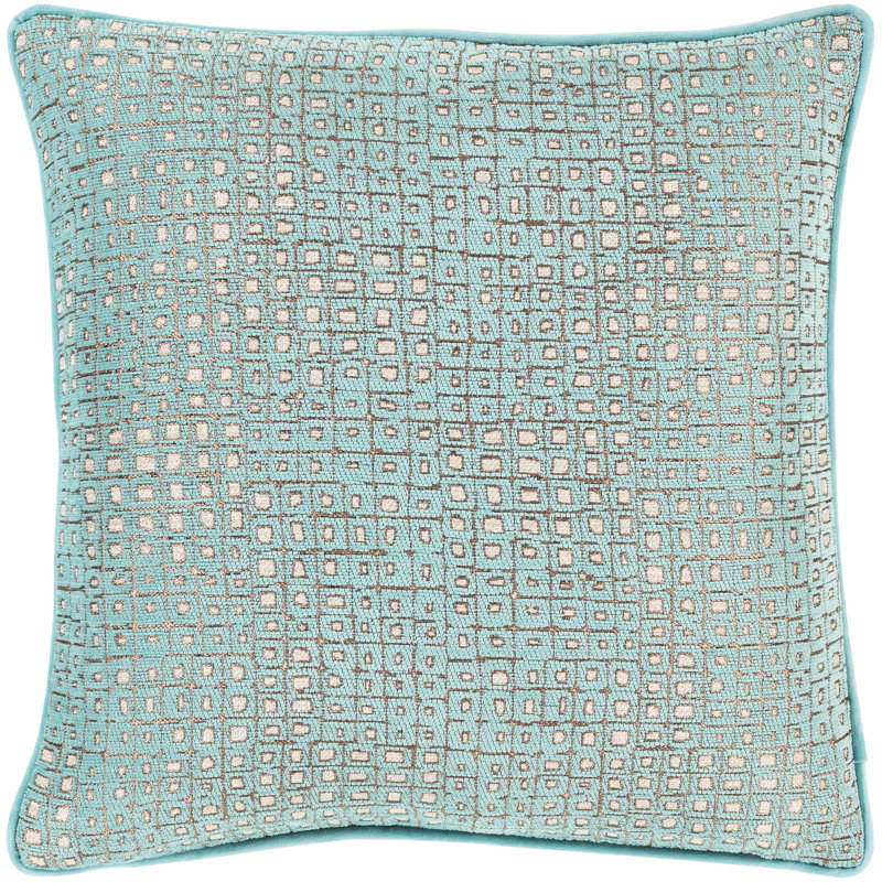Coussin Basaldua, Aigue-marine, 22 po x 22 po, Pas de bourre