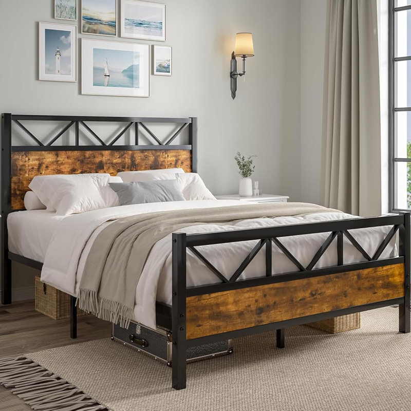 Wykeisha Platform Bed, King, Vintage Brown
