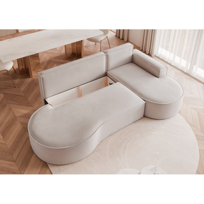 6 Seater Corner Sectional, Right Hand Facing, Cream