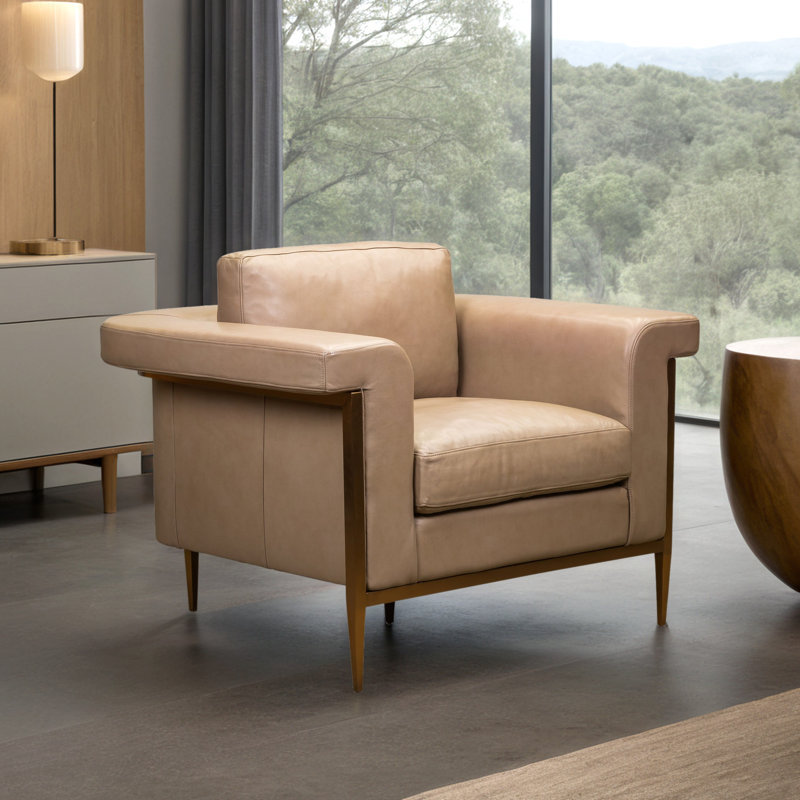 Goldwyn Chair in Winsome Nautilus, Doe Genuine Leather