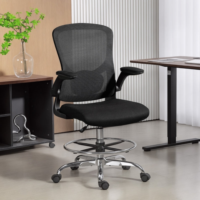 Brayden Studio Drafting Chair, Black, Black