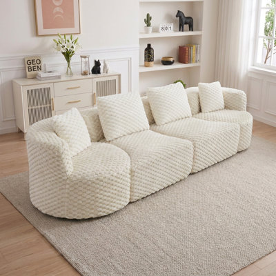 Modern Boneless Modular Sectional Sofa 137.8" Deep Seating Plush