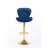 Set Of 2  Bar Stools,With Chrome Footrest And Base Swivel Height Adjustable Mechanical Lifting Velvet + Golden Leg Simple Bar Stool-Blue-117042366-117042367