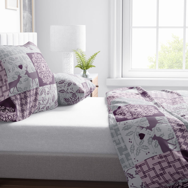 Ellisurg Microfiber Patchwork Duvet Cover Set with Pillowcases