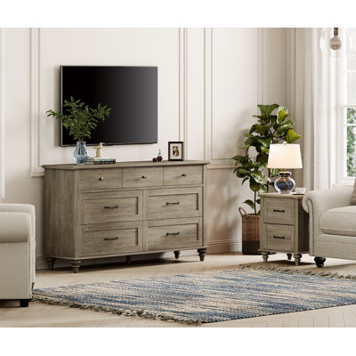 Jahmaree 2 Piece Bedroom Set - Includes 7 Drawer Dresser For Bedroom, Nightstand With Charging Station & Drawers, 2 Piece Dresser And Nightstand Sets