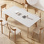 Blanc / table de salle à manger en bois fritté rectangulaire et en bois massif Burlywood-125022595