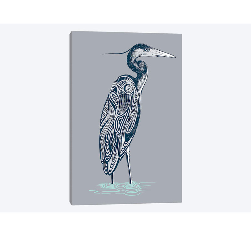 «Blue Heron», impression sur toile tendue, H 18 po x l 12 po x P 1,5 po, Toile tendue, Pas de tapis