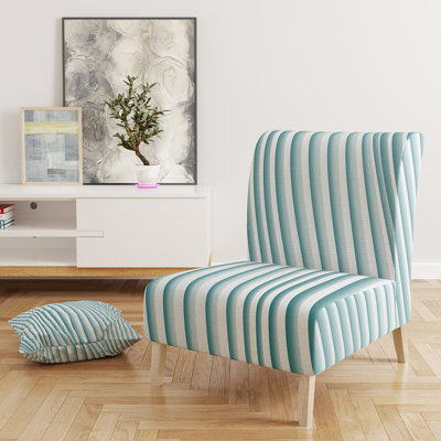 Fractal Small Blue 3D Waves - Contemporary Upholstered Slipper Chair by East Urban Home