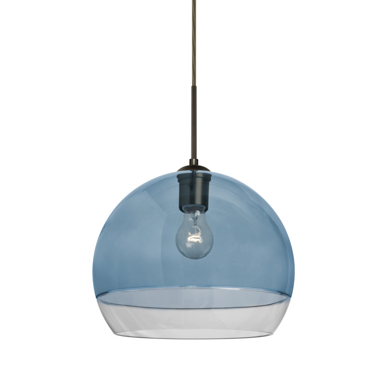 Emelia 1 - Light Single Pendant, Bronze, Blue, 9.75" H x 11.5" W x 11.5" D