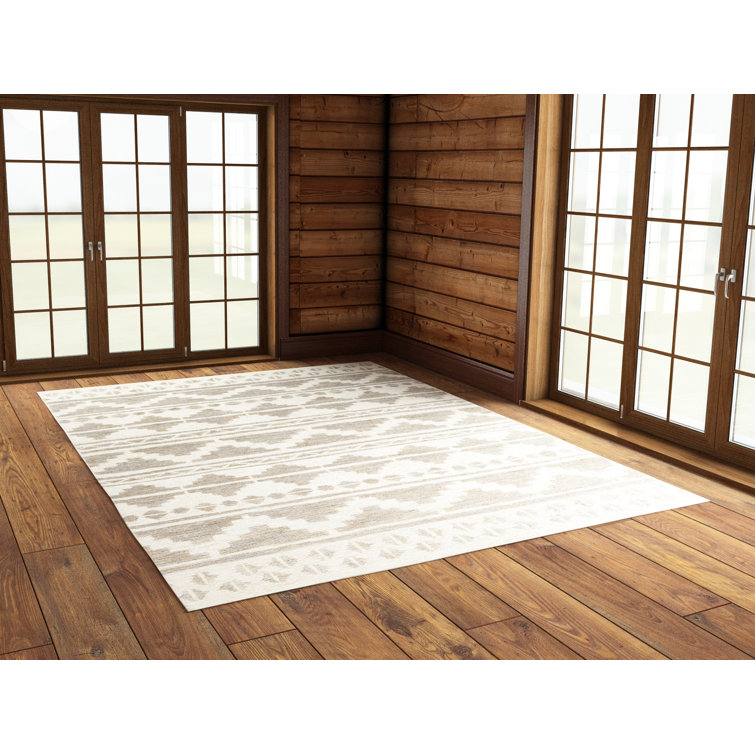 Tapis gris/beige tissé à la main Manderson