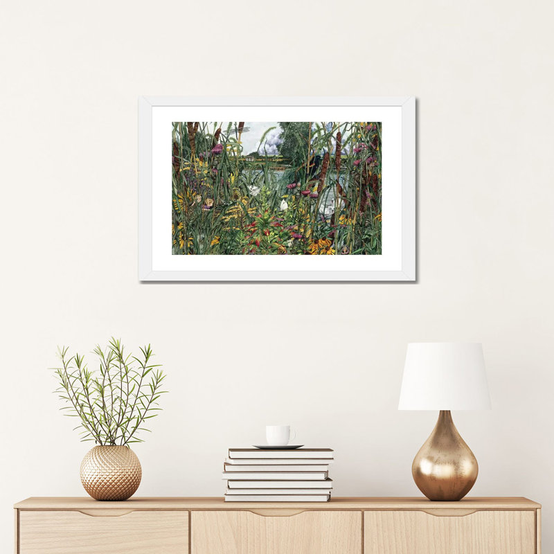 Vue d'oiseau par Maggie Vandewalle - Peinture, H 16 po x l 24 po x P 1 po, Blanc, Papier encadré blanc
