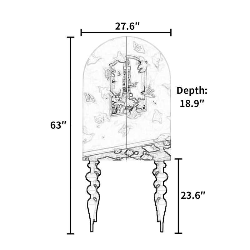 Armoire décorative de style rétro, Blanc