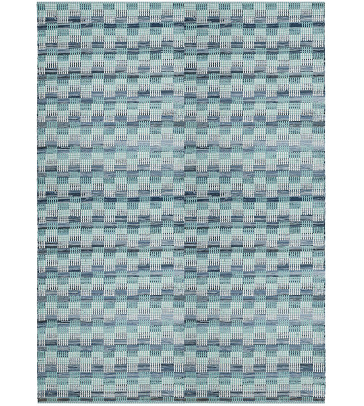 Tapis à motif géométrique tissé à plat à la main de couleur turquoise / multicolore, Rectangle 2 pi 6 po x 4 pi