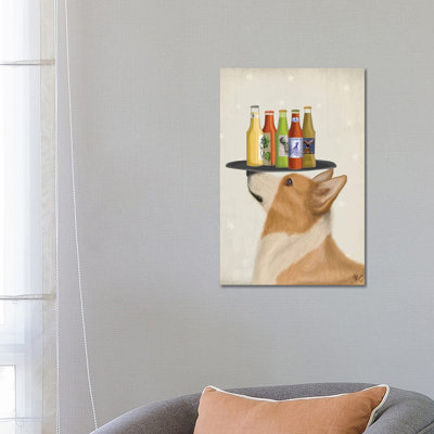 Corgi Tan White Beer Lover by Fab Funky - Wrapped Canvas Gallery-Wrapped Canvas Giclée