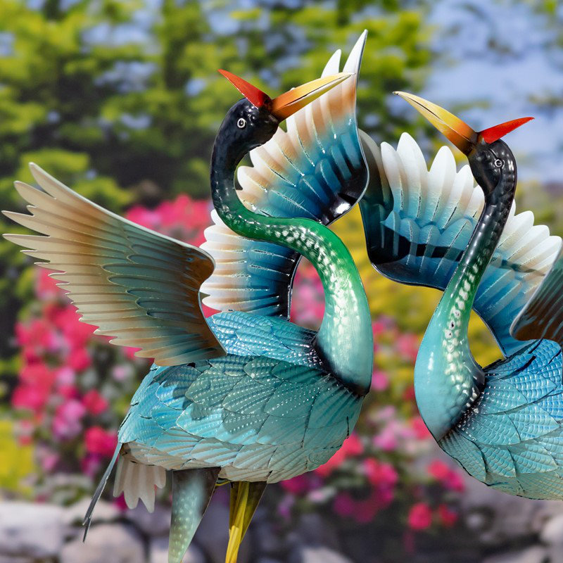 Ensemble de 2 figurines de jardin Blue Heron