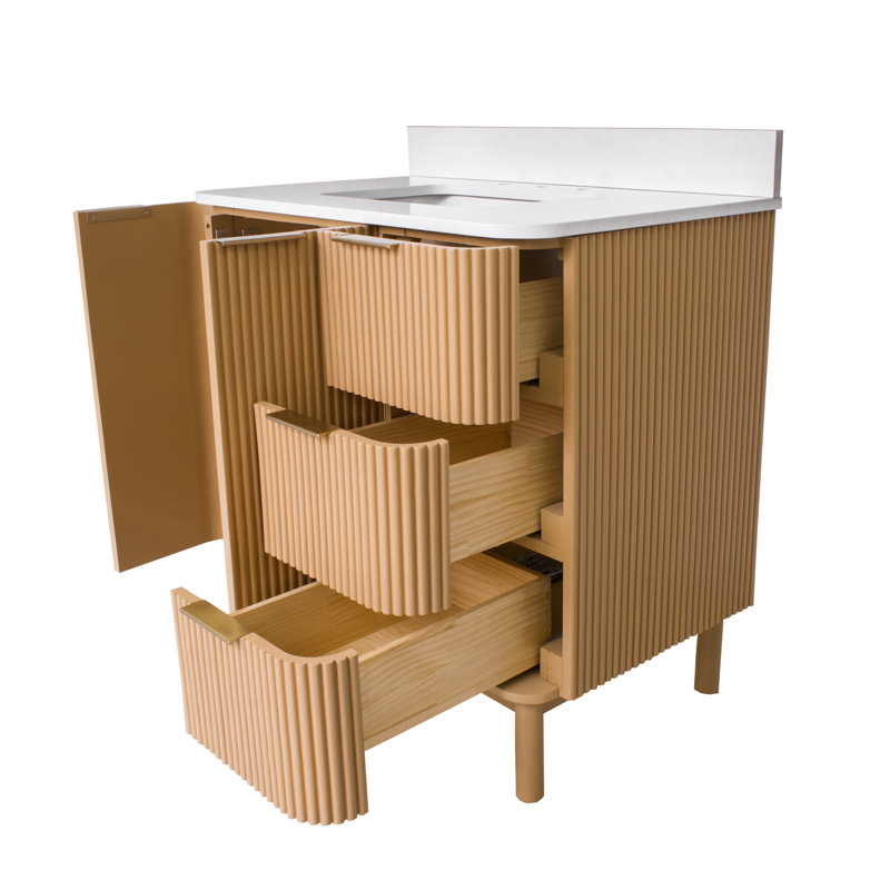 Meuble-lavabo 36 po Belwood, Blanc d'ingénierie, Doré