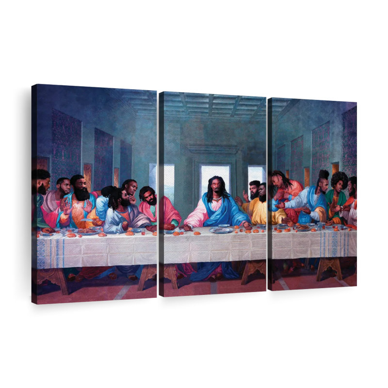 Ensemble 3 pièces Black Last Supper I sur toile, H 48 po x l 74 po x P 1,25 po