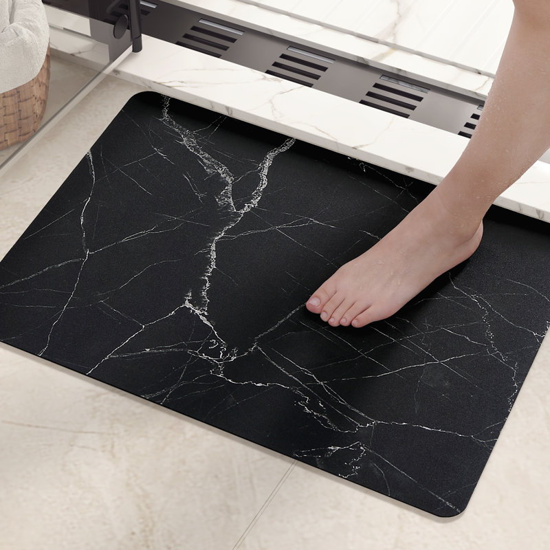 Tapis pour salle de bain, Noir, L 17 po x L 32 po