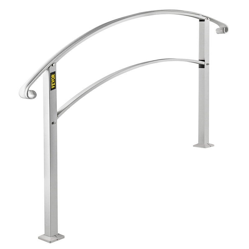 VEVOR Handrails for Outdoor Steps Adjustable Wrought Iron Handrails, 105.9cm H x 121.9cm W x 9.9cm D, White