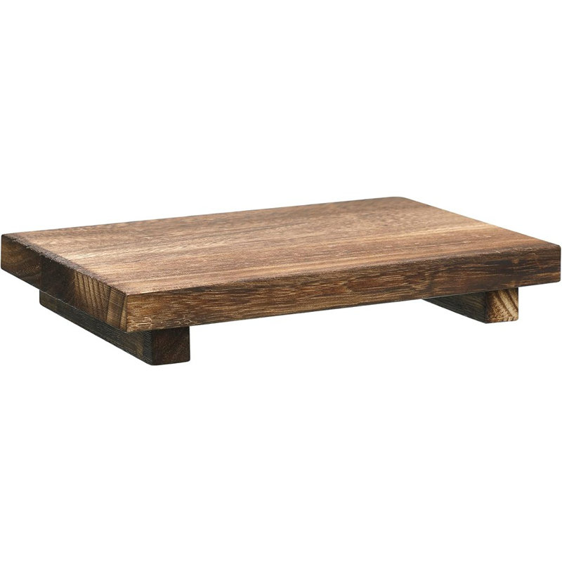 Wood Riser Tray And Soap Stand, Decorative Pedestal Tray For Bathroom, Kitchen Counter, Plants, Candles, And Home Decor
